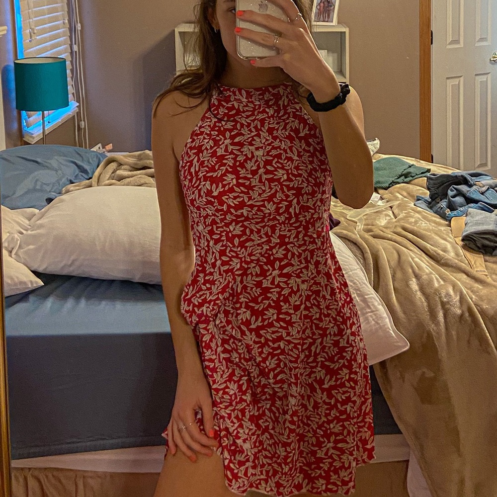 Floral high neck dress